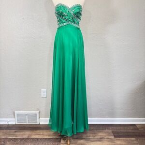 Vtg Y2K Scala Prom Dress Ball Gown 4 Beaded Fairy Sequin Rhinestone Sweetheart
